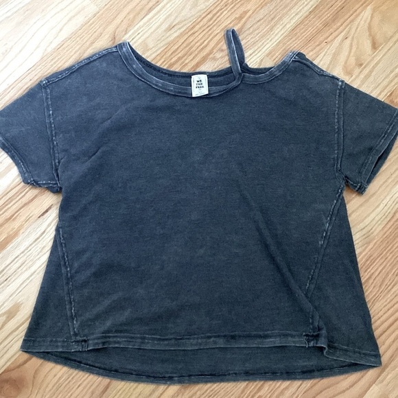 We the Free T shirt Tee Women’s Gray Oversized Cropped Boxy slub knit Size M - Picture 2 of 6